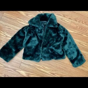 Green faux fur jacket